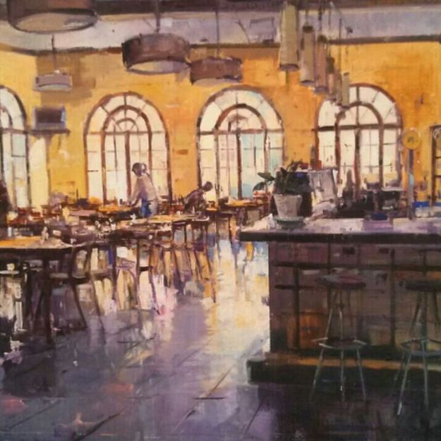 Reproducció del quadre amb el que Julio Garcia va participar al concurs de pintura ràpida de Sant Andreu de la Barca (Nov. 2015)