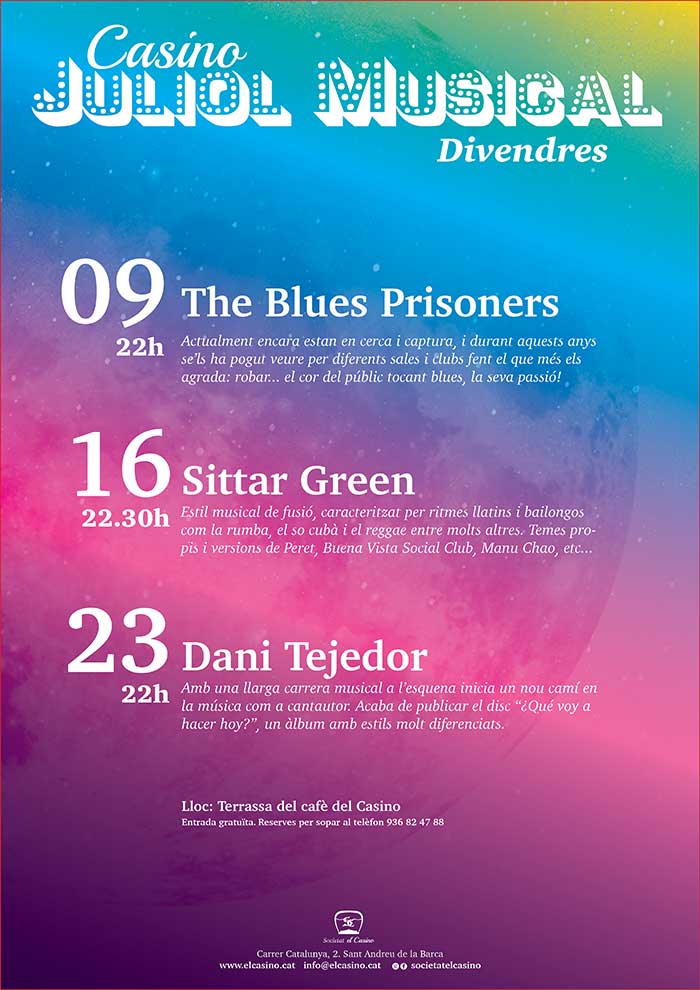Cartell Juliol Musical any 2021 : The Blues Prisoners, Sittar Green, Dani Tejedor