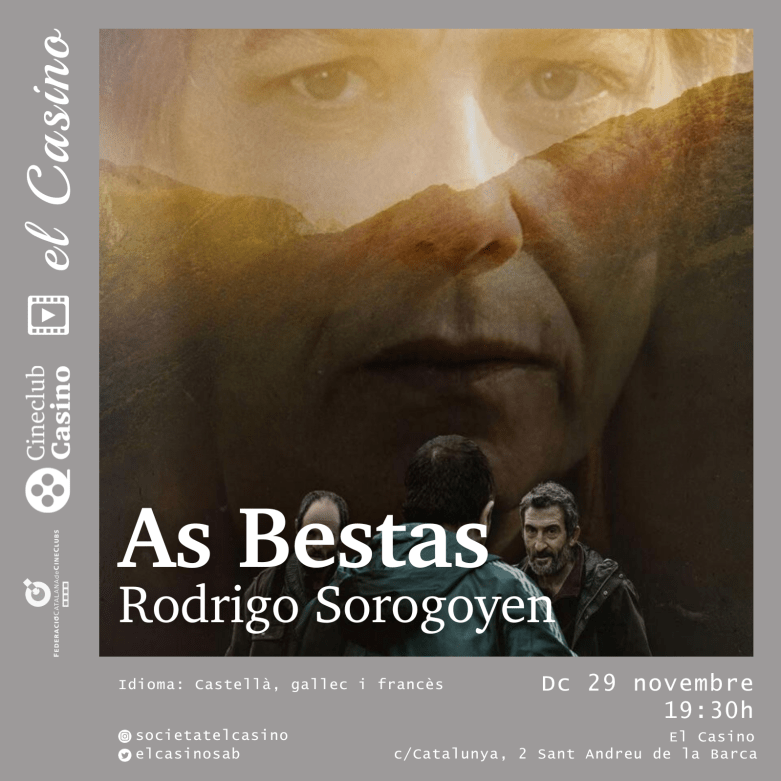 Cartell promocional de la pel·lícula As Bestas. Cineclub Casino, novembre de 2023