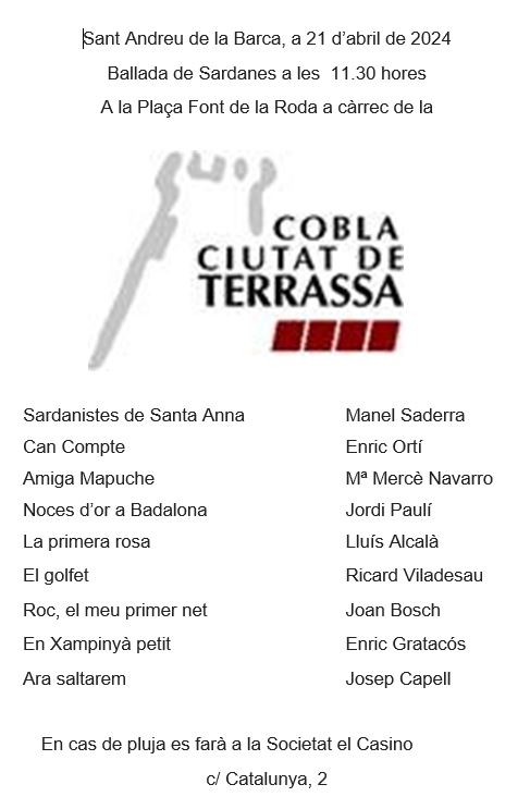 Programa de la ballada de Sardanes, abr. 2024