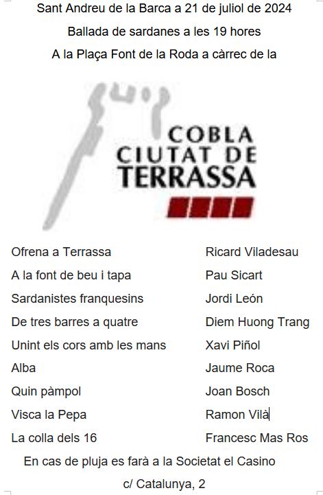 Programa de la ballada de sardanes, 21 de juliol de 2024
