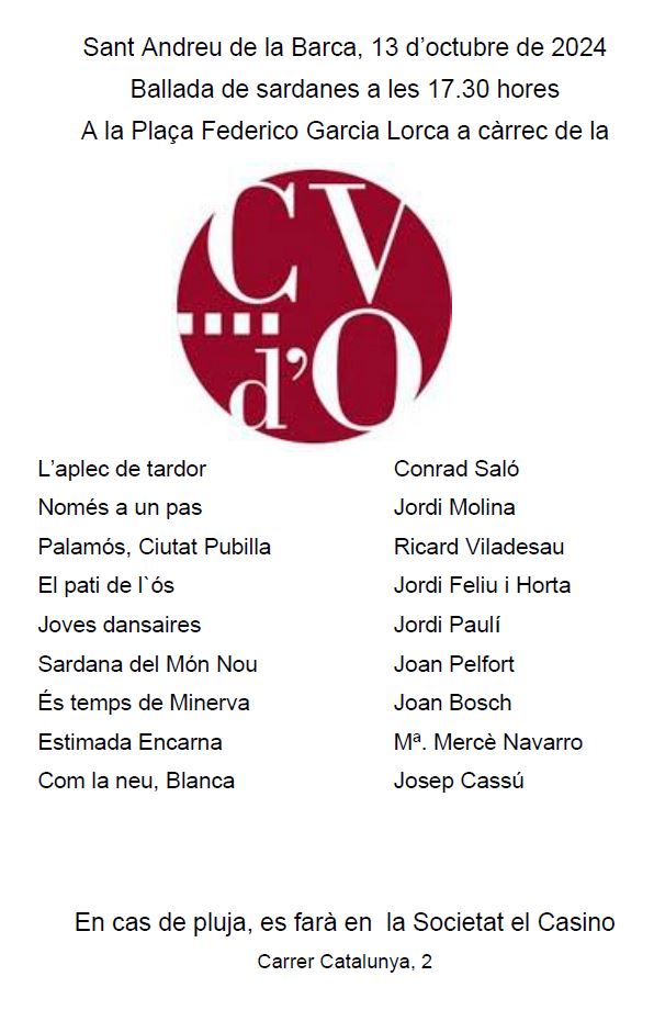 Programa de la ballada de sardanes a Sant Andreu de la Barca (oct. 2024)