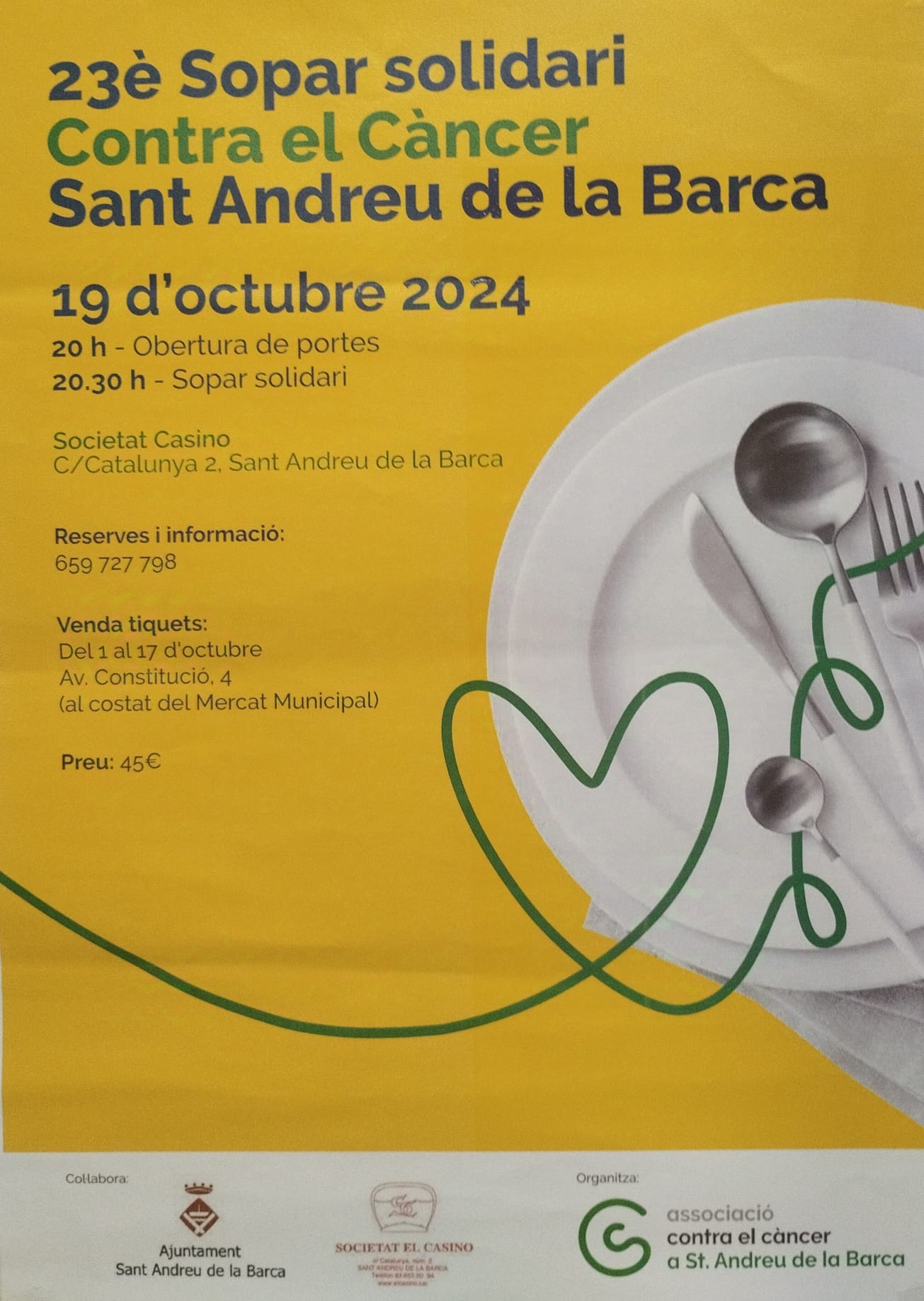 Cartell del 23è Sopar solidari contra el càncer
