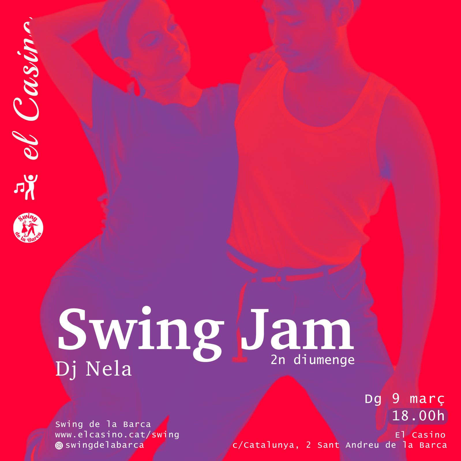 Cartell promocional de la Swing Jam al Casino de St Andreu de la Barca, 9 de març de 2025