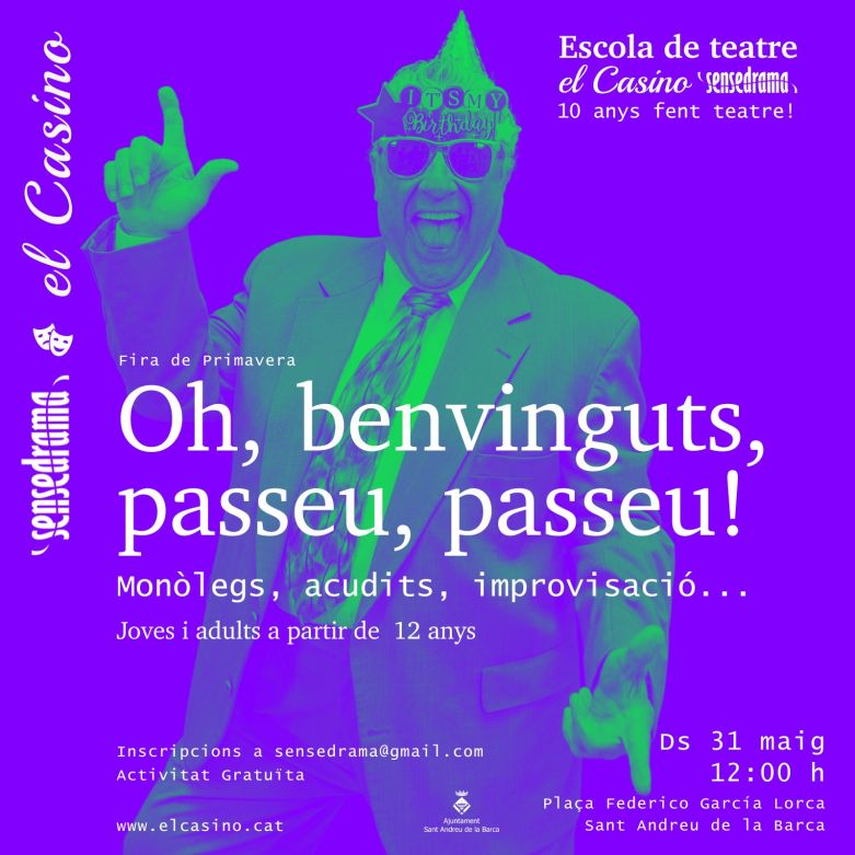 Cartell promocional de la participació de l'Escola de teatre El Casino-Sensedrama a la Fira de la Primavera 2025 de SAB