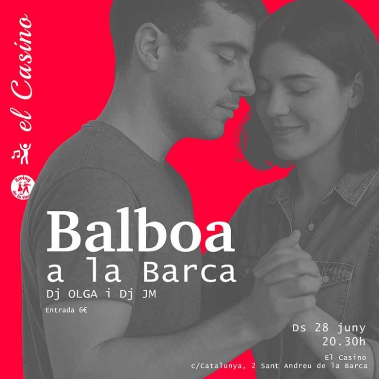 Cartell promocional de la jam de Balboa a Swing de la Barca el mes de juny
