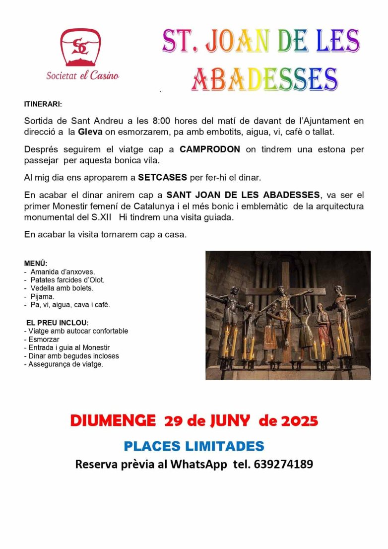 Programa de la sortida cultural de 29 de juny de 2025