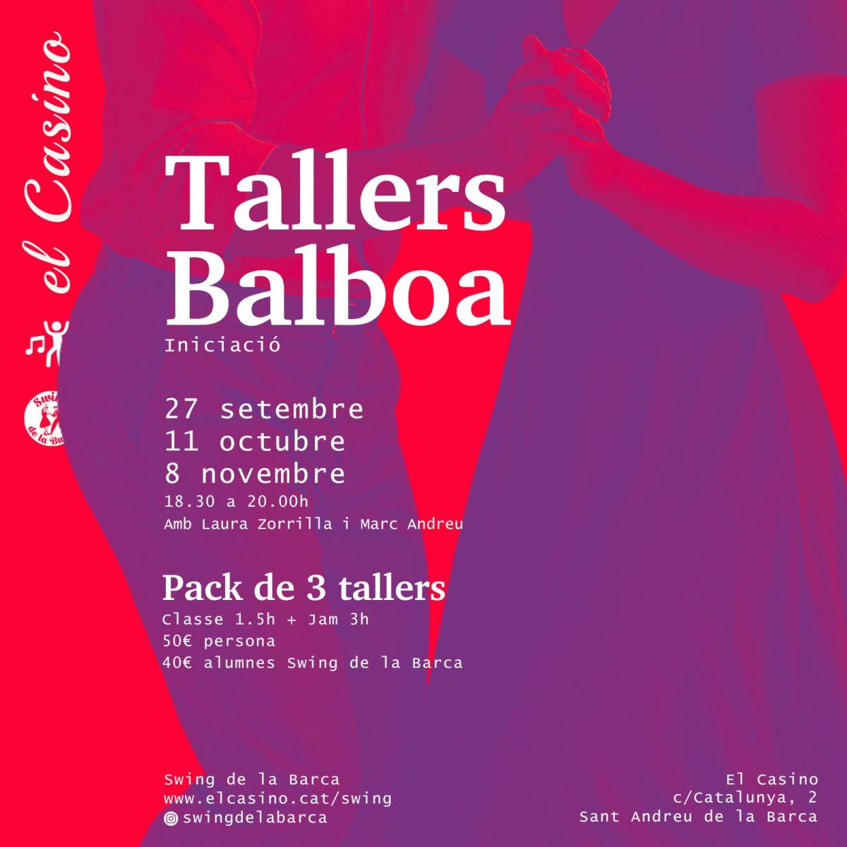Cartell promocional dels tallers de balboa.