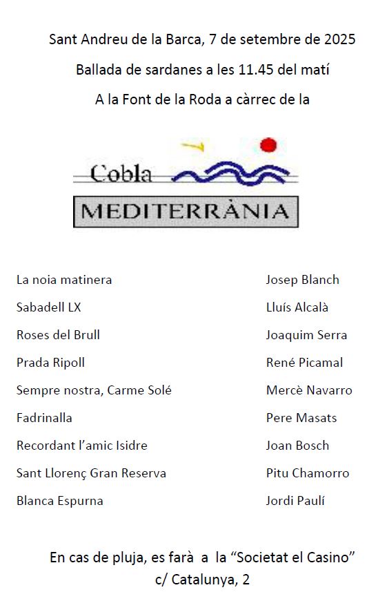 Programa de la ballada de sardanes del 7 de setembre
