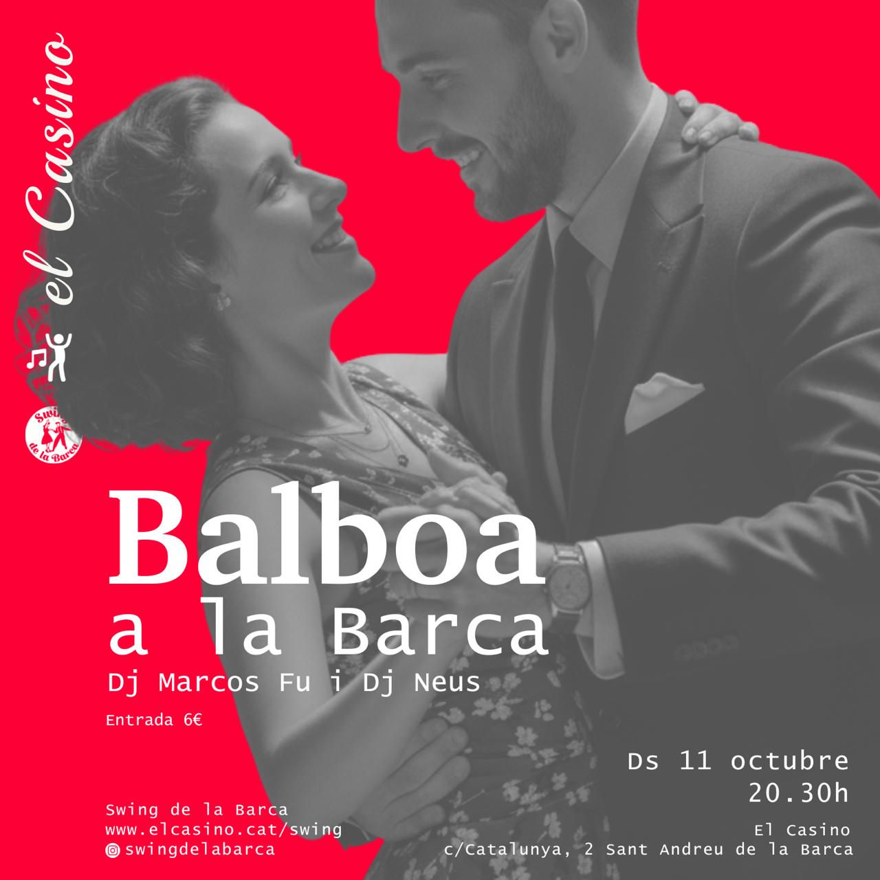 Cartell promocional de la jam de Balboa a la Barca d'octubre a Swing de la Barca