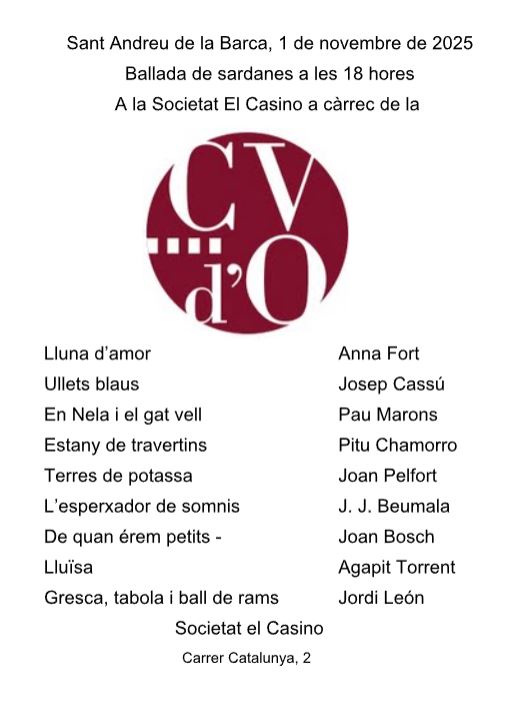 Programa de la ballada de sardanes de l'1 de nov. de 2025