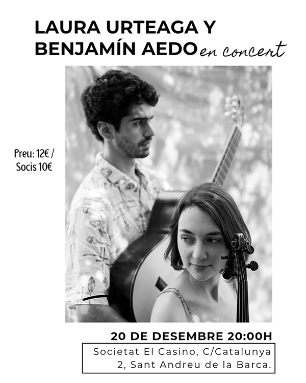 Cartell promocional del concert de la Laura i el Benja al Casino, el 20 de desembre de 2025