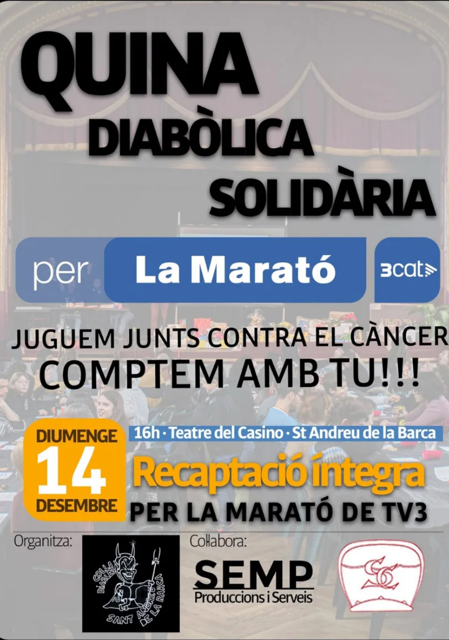 Cartell promocional de la Quina diabòlica solidària per La Marató de TV3 2025