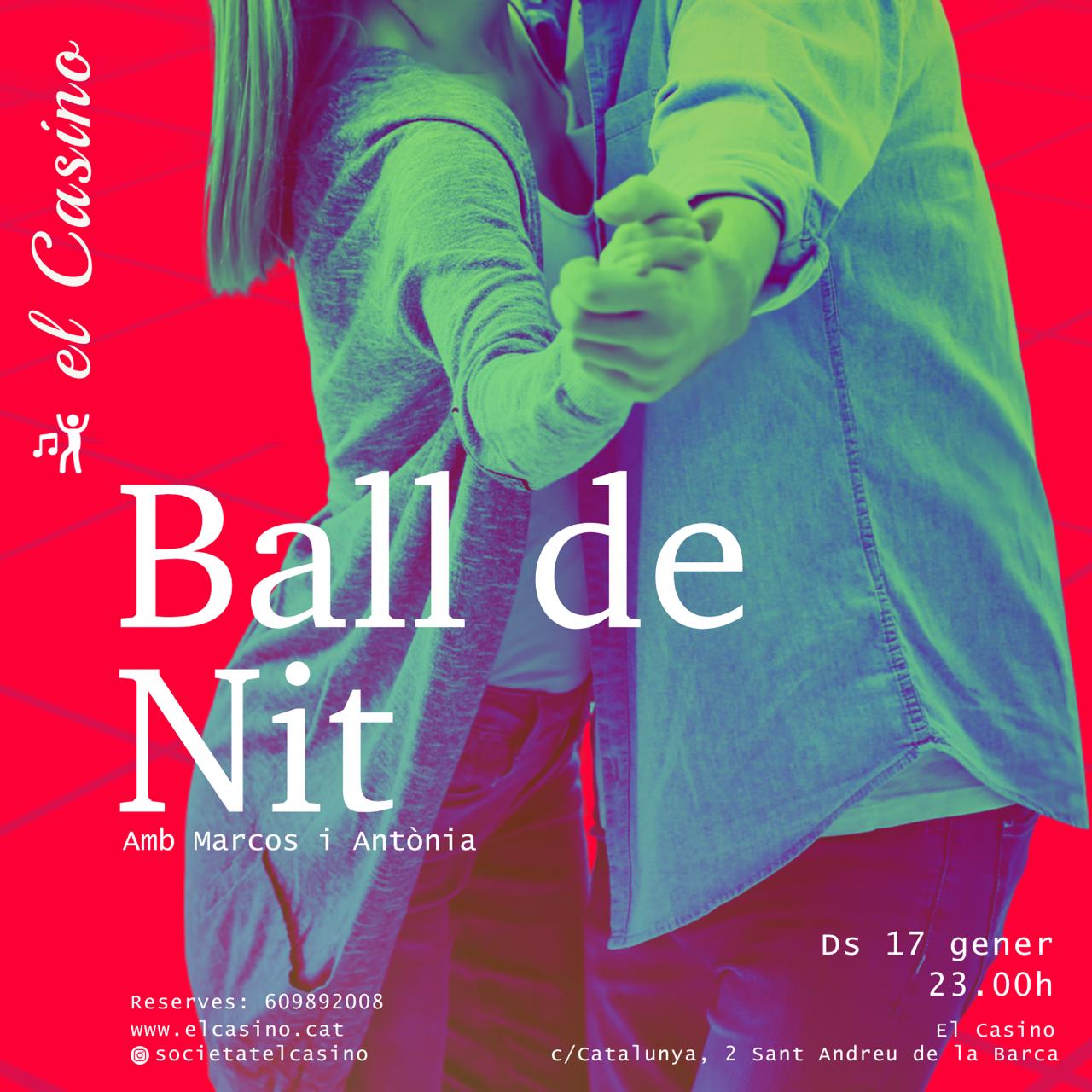 Cartell promocional del ball de nit amb Marcos i Antònia