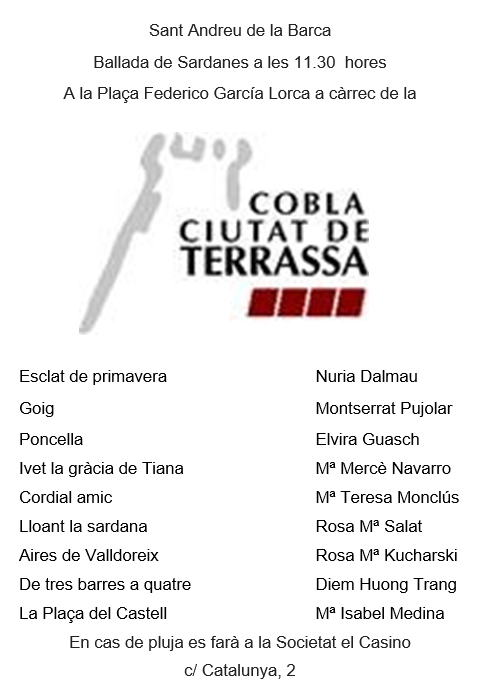 Programa de la ballada de sardanes de 8 de març de 2026