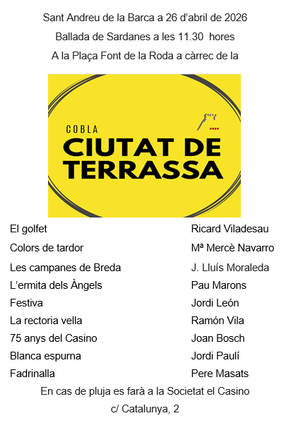 Programa de la ballada de sardanes del 26 d'abril