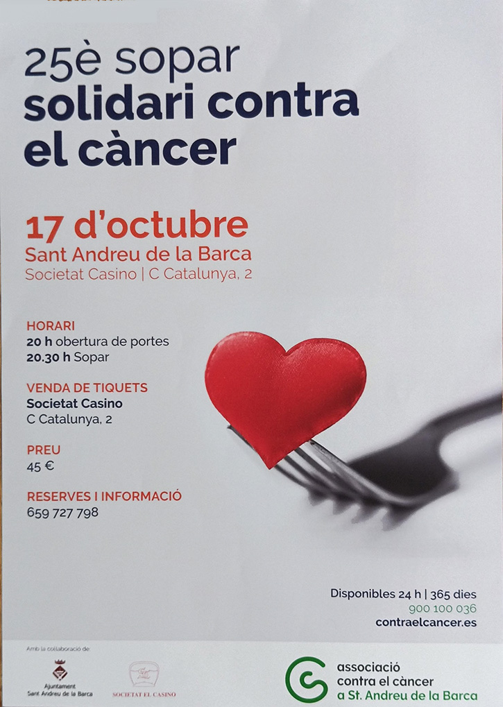 Cartell del 25è sopar solidari contra el càncer